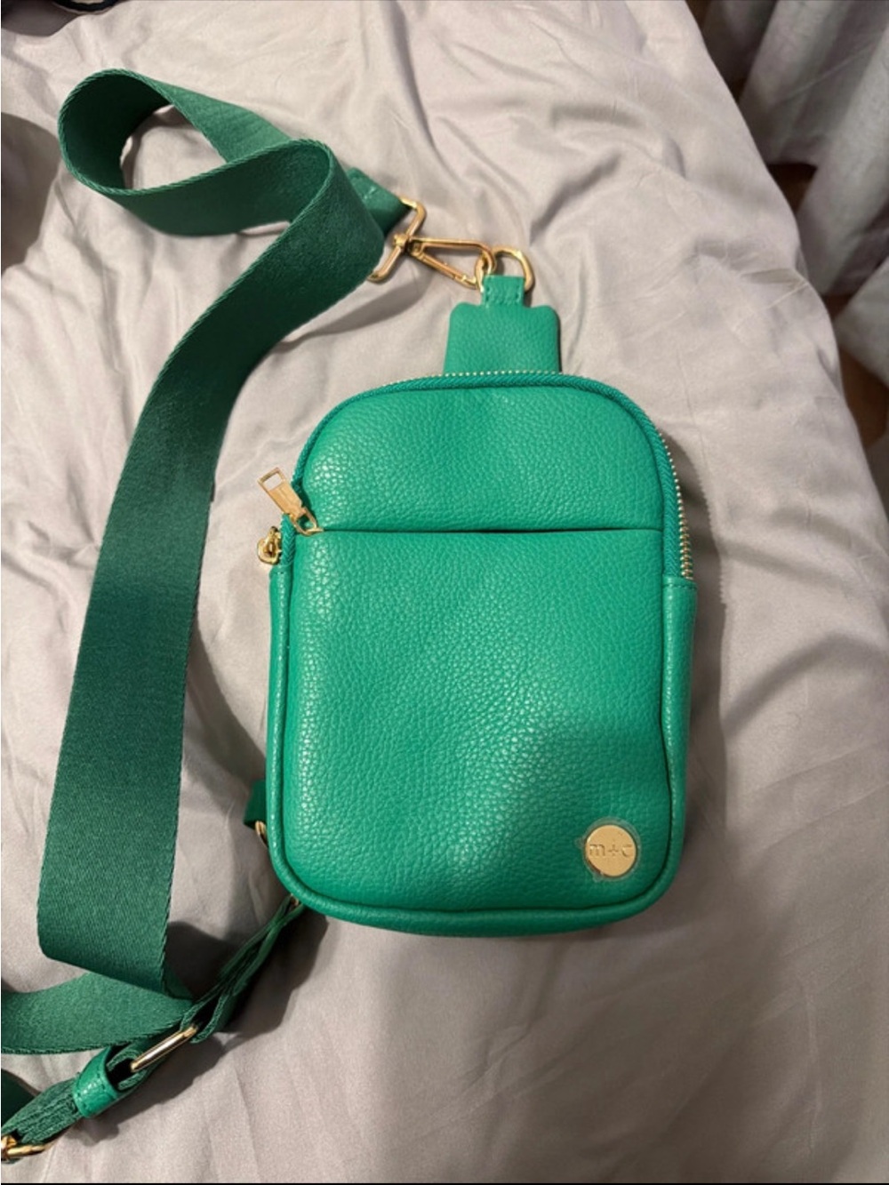 Green Leather Crossbody Phone Bag